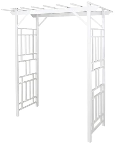 Dura-Trel Wellington Arbor, Vinyl Garden Archway for Outdoors, White, 72 x 85 - Backyard Decorative Arch for Pathways & Entrances w/ Trellis Sides for Climbing Plants, Vines & Flowers