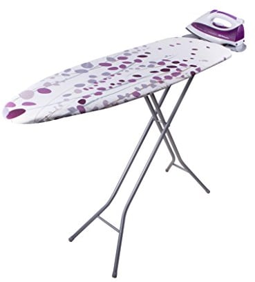 Orbegozo TP2000 Planche à repasser, grille en acier, housse en coton, support pour centre de repassage, blanc et lilas, 114 x 36 cm