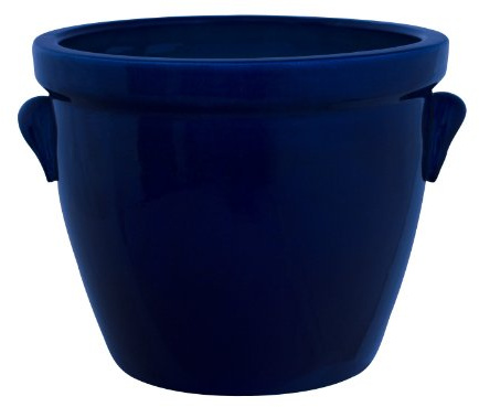 Pot de fleurs Venus II avec poignée - 40 x 32 cm - Bleu (cobalt) - En céramique de qualité supérieure à celle du grès