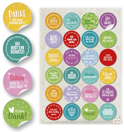 Logbuch-Verlag 24 Sprüche Aufkleber Geburtstag Liebe Sprüchesticker bunt zum Basteln & Verzieren Ø 4 cm