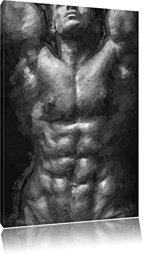 Pixxprint Sixpack Body, Größe: 100x70cm, Leinwandbild, fertig gespannt, Wandbild, Dekoration, Kunstdruck, kein Poster