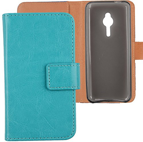 Gukas Housse Coque pour Nokia Lumia 230 2.8 PU Leather Cuir Etui Case Cover Flip Protection Portefeuille Wallet Bleu