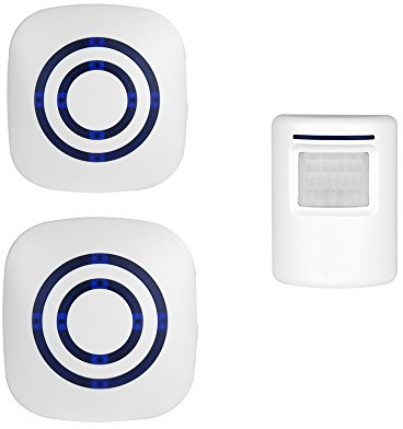 Alarma de entrada de seguridad inalámbrica para el hogar, alerta de entrada, timbre de puerta de visitante con 2 receptores enchufables y 1 sistema de alerta de detector de sensor de movimiento PIR