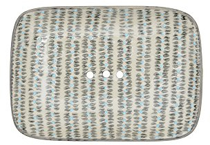 Tranquillo Seifenschale Nordic aus Keramik, rechteckig mit abgerundete Ecken und Löchern für den Wasserablauf 13,5 x 9,5 x 2 cm