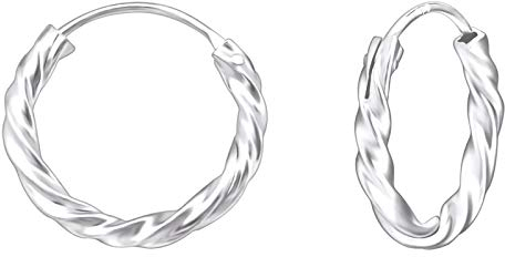 Monkimau Damen Ohrringe Creolen Gedreht aus 925 Sterling Silver echt Silber mit Durchmesser 14mm