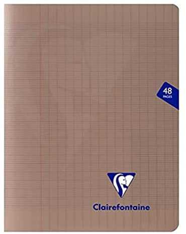 Clairefontaine 363751C Un Cahier Agrafé Mimesys Gris - 17x22 cm - 48 Pages Grands Carreaux - Papier Blanc 90 g - Couverture Polypro