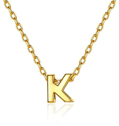 Silvora 925 Silber Buchstaben Anhänger Name Initiale Halskette A-Z Alphabet Name Halskette Buchstaben mit Zirkon Initialen Kette für Damen Frauen Mädchen in Silber/Gold mit 41cm-46cm Kette