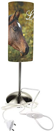 CreaDesign TI-1120 Pferd Nachttischlampe Kinderzimmer mit Namen, Kinder Tischlampe/Schlummerlicht mit Schalter für Steckdose, E14, 38 cm hoch