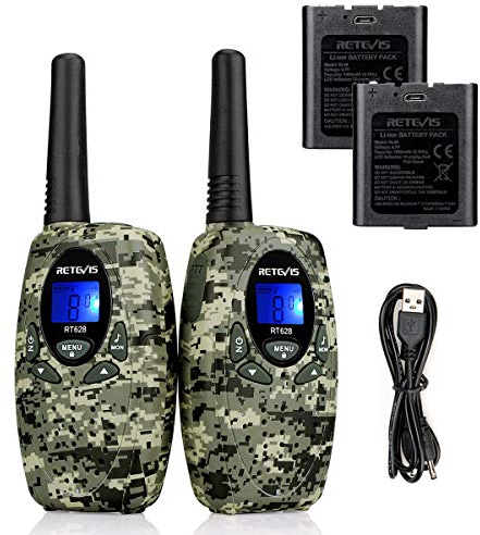 Retevis RT628 Walkie Talkie Bambini Ricaricabili, 8 Canali PMR446 VOX 10 Toni di Chiamata Ricetrasmittenti Bambini, Regali Pasqua con Batterie e Cavo di Ricarica (Camouflage, 1 coppia)