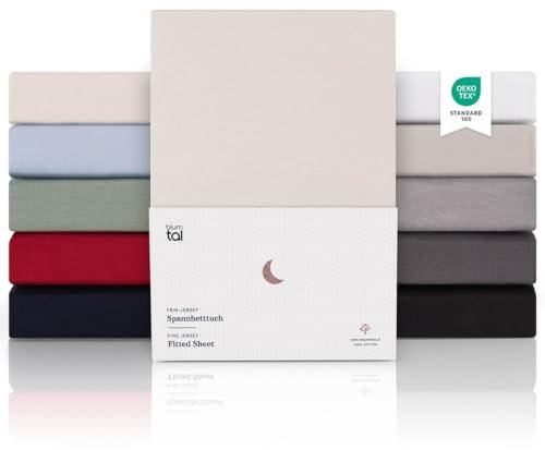 Blumtal® Premium Topper Spannbettlaken Jersey 2er Set 200x200cm - Oeko-TEX Zertifizierte Baumwolle - Elfenbein