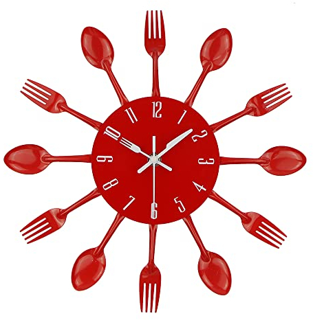 Timelike 3D Removable Modern Creative Cutlery Kitchen Spoon Fork Wall Clock Mirror Wall Decal Wall Sticker Room Home Decoration