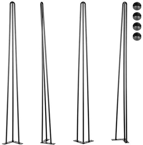 VEVOR Pieds de Table en Acier au Carbone, Ensemble de Pieds de Table Hauteur de Pied 41-102 cm, Pieds pour Meubles avec 4 Pieds en Caoutchouc, Pieds de Table avec capacité de Charge 100 kg (76,2)