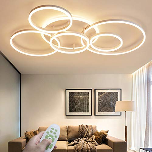 LED Modern Deckenleuchte Wohnzimmer Deckenlampe Creative Runden Deckenlicht Aluminium Acryl Lampenschirm Helligkeit Farbtemperatur einstellbar Esstisch Halle Beleuchtung Innenleuchte,Weiß