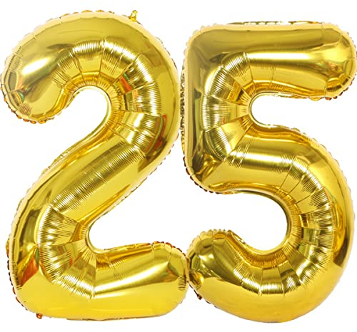 Helium Luftballons Gold 40 - 25 Geburtstag Party Deko Supplies, Folienballon für Mann und Frau - Ballon Deko Gold (25 Stück)