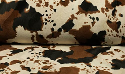 CRS Fur Fabrics, marron Tissu Velboa en fausse fourrure de vache, crème, 1 m – 150 cm x 100 cm, Polyester, 1Mtr-150cmx100cm
