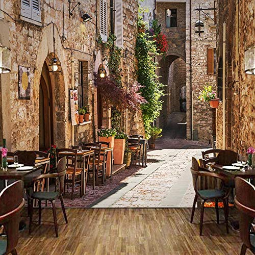 Benutzerdefinierte 3D Fototapete Mediterrane Stadt Street View Retro Bar Ktv Cafe Wohnzimmer Innendekoration Wandbild De Parede 350Cm(W)×245Cm(H)