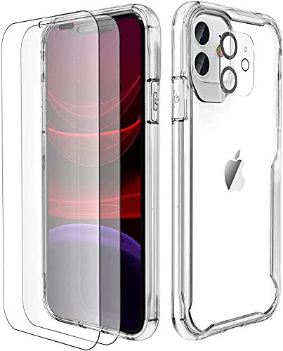 ORETECH für iPhone 11 Hülle, mit [2 Displayschutzfolie, 1 Kameraschutz] Stoßfest Kratzfeste Schutzhülle [Militärschutz] Bumper Transparent Handyhülle für iPhone 11 Case 6.1-Durchsichtig