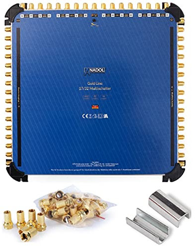 [Test 2X SEHR GUT*] Anadol Gold Line 17/32 Multischalter - für 4 Satelliten & 32 Teilnehmer - Sat Switch, sparsam Multiswitch - Digital, 4K UHD, externes Netzteil + Aufdrehhilfe + 49 F-Stecker