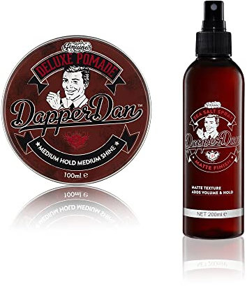Dapper Dan Sea Salt Spray für strukturiertes, mattes Finish, 1 x 200 ml, und Dapper Dan Deluxe Pomade, Pomade mit mittlerem Halt und Glanz für Männer, 1 x 100 ml