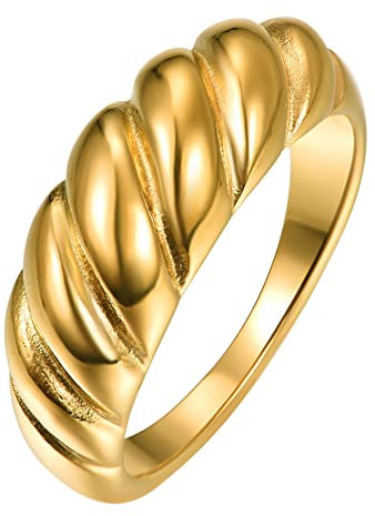 TUNGSTORY Goldener Drehringe Edelstahl Herren Goldener Ringe Versprechen Ring für Paare Size 62(19.7)
