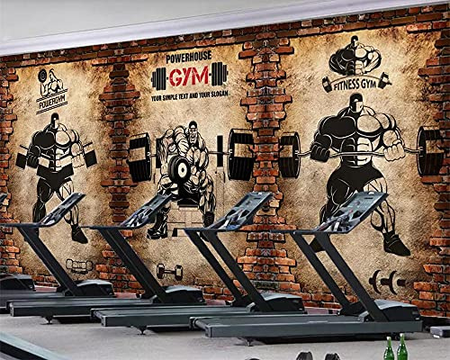 MUMUWUSG Fototapete Selbstklebende 3D Effekt Fitnessstudio Retro Langhantel Übung 3D Tapete Wandtapete Art Poster Wohnzimmer Kinderzimmer Tv Hintergrund Wanddeko Wandbilder 140X70Cm
