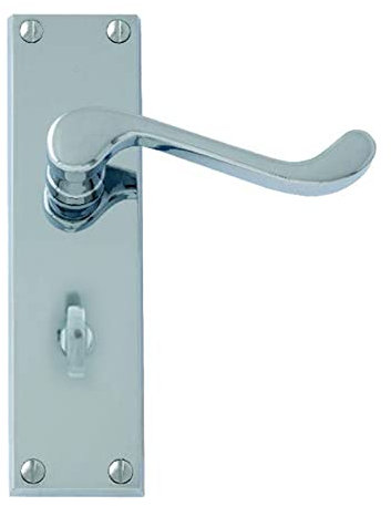 UAP Victorian Scroll Bathroom Door Handles with Lock - Internal Door Handles Set with Privacy Turn - Elegant Heavy-Duty Hardware for Wooden Doors, Classic Design for Home & WC (Chrome Plated)