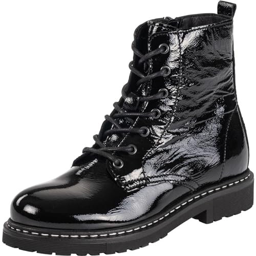 Palado Stiefeletten Damen Biak – bequeme Boots Made in Portugal - leicht gefütterte Stiefel - modische Winterschuhe Schwarz (Glanz) UK3,5 - EU36