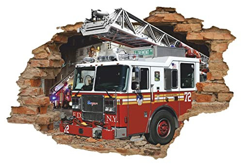 Feuerwehrauto 3D Wandtattoo, Feuerwehrauto Wandtattoo, abnehmbare Vinyl-Aufkleber