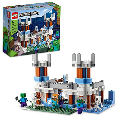 LEGO Minecraft The Ice Castle 21186 - Juego de juguetes de construcción para niños, niñas y niños a partir de 8 años (499 piezas), multicolor