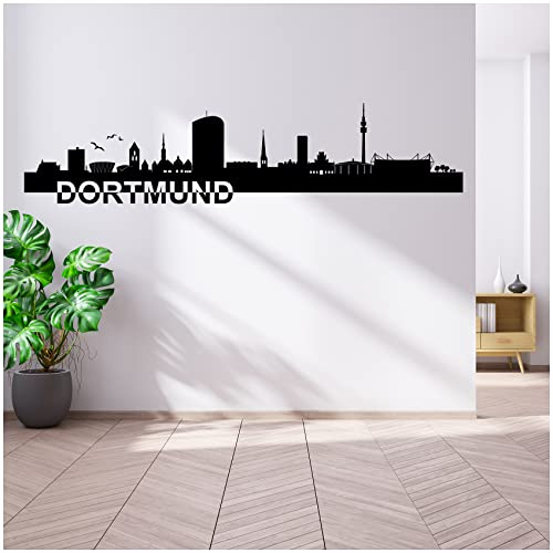 Wandtattoo Städte Skyline Deutschland 110cm Breite deine Stadt Wandaufkleber Panorama Wandsticker selbstklebend für Wohnzimmer Esszimmer Jugendzimmer YX038 (05 Dortmund)