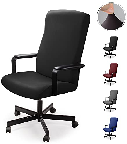 Eozakavod Coprisedia da ufficio Computer Coprisedia Coprisedili in simplismo Stile Moderno Elasticizzato Coprisedili rimovibile, per sedia girevole da ufficio con braccioli(sedia non inclusa)(Nero,M)