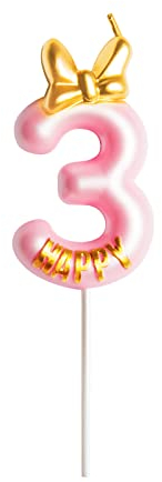 Geburtstagskerzen Krone Niedliche Rosa Mädchen Geburtstag Zahlen 3 mit Krone 7cm