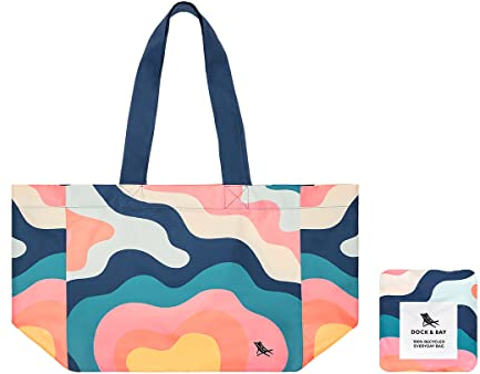 Dock & Bay Everyday Tote Bag — Wiederverwendbare Strand und Einkaufstasche - Stripes Go Wild - Get Wavy