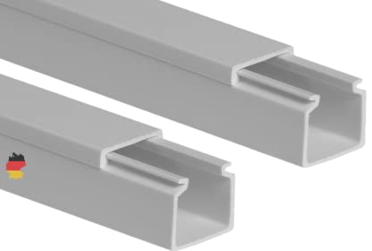 10m KOMIB Kabelkanal/Kabelkanäle/Kabelführung - Verschiedene Größen und Farben - Schraubbar - 5 x 2m Stangen - (Grau - Steingrau, 16 x 16 mm)