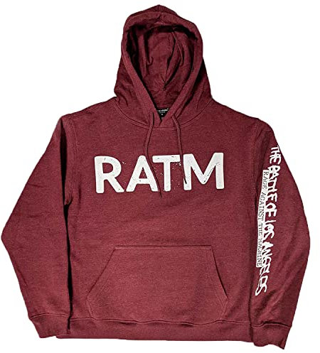 Rage Against The Machine Hoodie Battle 99 Official Uni Marroon Red Pullover Size L, Rot/Ausflug, einfarbig (Getaway Solids), Large