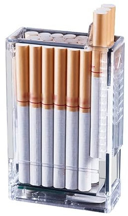 Étui à cigarettes avec briquet USB, 20 pièces, taille standard, rechargeable, coupe-vent, sans flamme, briquet électrique USB 2 en 1 (transparent)