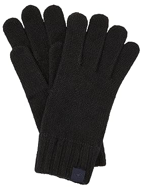 TOM TAILOR Herren Winterhandschuhe aus Strick, Black, S/M