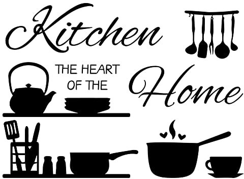 SUPERDANT Küchen Wandaufkleber Kochen Wandsticker Küche Das Herz des Hauses Wandtattoo Abnehmbare Und Wandbilder DIY Kunst Vinyl Wandsticker Küche Wandaufkleber Vinyl Transfer