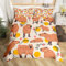 Cartoon Capybara Duvet Cover for Kids,Cute Brown Capybaras Comforter Cover Single Size for Teens Boys Girls Room Decor,Funny Doodle Plants Dots Design Bedding Set Microfibre Soft Bedspread Cover 2Pcs