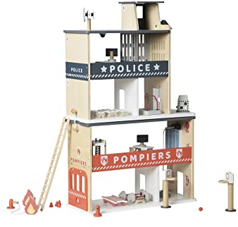 VERTBAUDET Holzpolizeistation & Feuerwehrstation, Weiß, Realistisch, Kind, 5-12 Jahre, Unisex