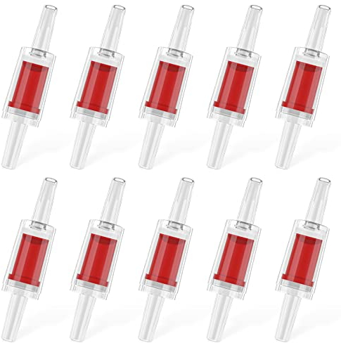 Pawfly 10 PCS Rückschlagventil Aquarium für gängige Luftpumpen Rote Kunststoff Rückschlagventile Pumpenschutz für Standard 0,5cm Luftschlauch Fischbecken Zubehör für Belüftung Setup