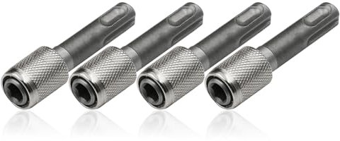 SDS-Plus Drill Chuck Adapter,4Pcs 6.35mm 1/4 Hex Shank Screwdriver Bit Holder Socket Adaptor Converter Quick Tool for for SDS Hammer Drilling Tools