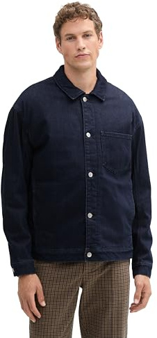 TOM TAILOR Denim Herren Relaxed Fit Jeansjacke mit Teddy-Futter,10115 - Clean Rinsed Blue Denim, XL