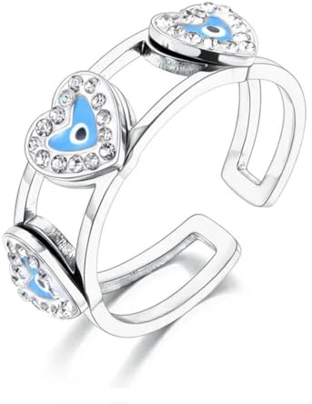 Gu Feng Devil Eye Ring für Frauen Edelstahl Herz Verstellbarer Ring Schmuck