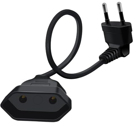HuaLiSiJi Cavo Prolunga Presa Europea 2.5A 250V Prolunga Europea Prolunga Euro Corta, per Elettrodomestici, Lampada, Spina di Ricarica, TV, PC Ecc (0.3m)
