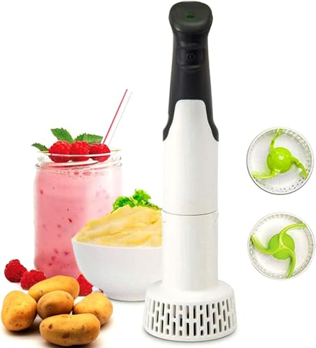 TMXKOOK Mélangeur À Main Électrique 3-en-1 - Idéal pour Faire du Houmous, du Guacamole Et des Purées - Blender À Immersion Multifonctionnel pour Le Broyage des Aliments Cuits