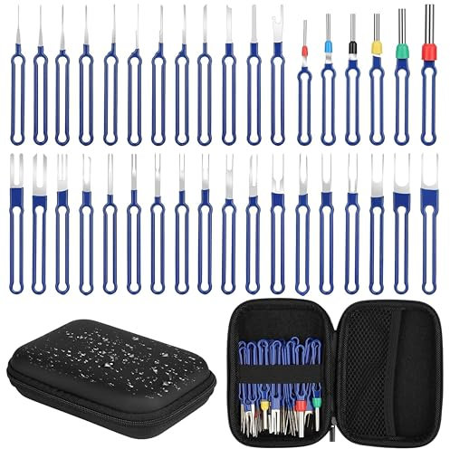 36Pcs Terminal Removal Tool Kit, Pin Extractor Tool with Protective Bag, Harness Pin Removal Tool Kit for Car Automotive Most Connector Terminal