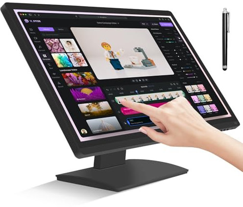 FYHXele Monitor touch screen da 24 pollici, IPS FHD 1080P Touch PC, 100Hz, monitor multi-touch retroilluminato a LED, VESA, HDMI e VGA e USB, per videogiochi, affari, magazzini, bar, palestra