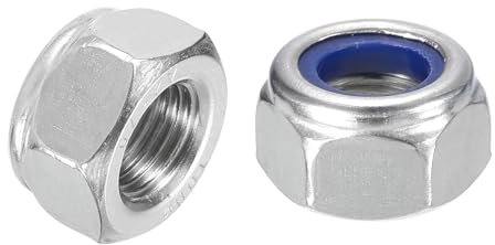 sourcing map 25 dadi di bloccaggio esagonali M12 x 1,25 mm, in acciaio inossidabile 304, autobloccanti, in nylon, per elementi di fissaggio per costruzione industriale, argento e blu