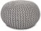 Amago home Strickhocker Pouf Ø45 o. 55cm Bodenkissen Sitzpouf XXL Baumwolle nachhaltig Größe ø 55 cm, Farbe hellgrau